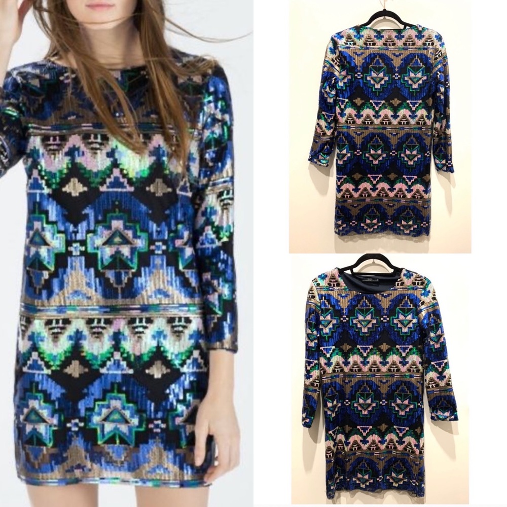 Zara Aztec Sequin Dress